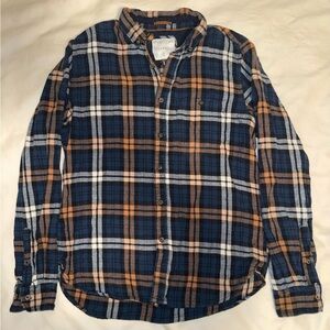 Denim & Flower Navy and Orange Plaid Men's Shirt
